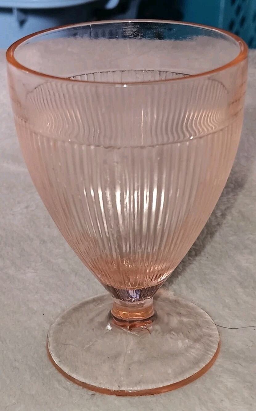 Homespun Pink Footed Juice Tumbler Jeanette Depression Glass Vintage